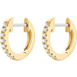 14K Gold Plated Cubic Zirconia Cuff Earrings Huggie Stud Cute Womens